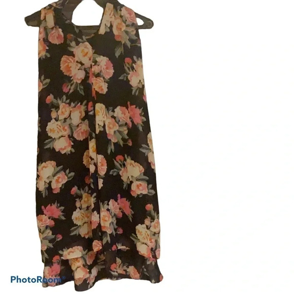 Vintage floral tunic midi  sleeveless dress Sz M - Picture 2 of 3